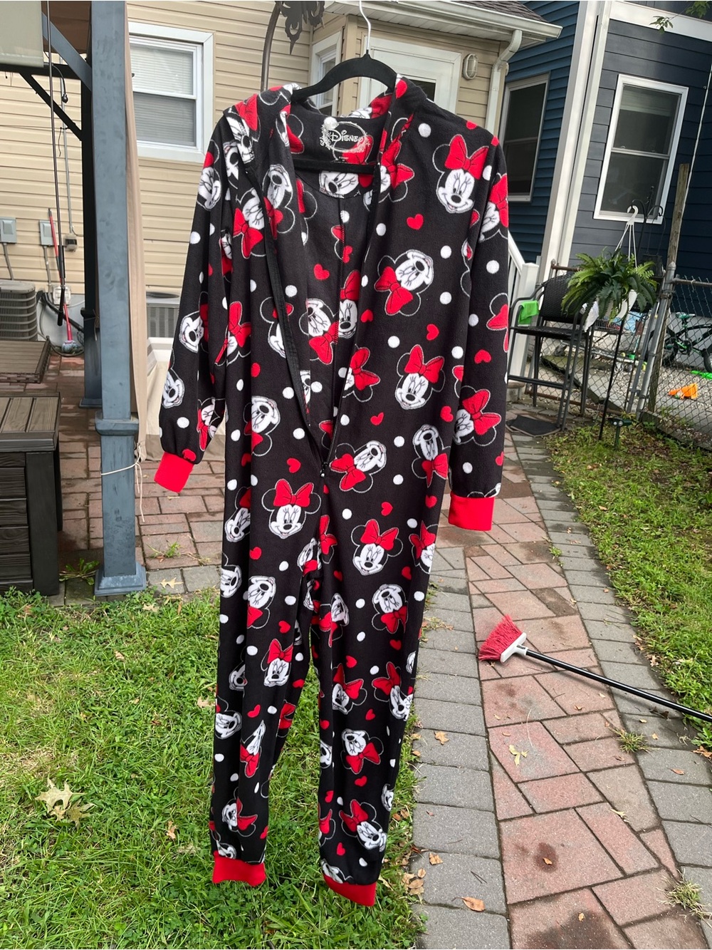 Disney Minnie Mouse Black & Red adult  One-Piece Pajama size medium